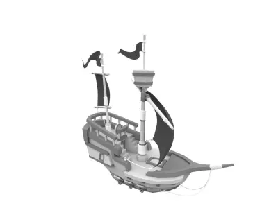 Cartoon Pirate Ship Low-poly 3D model