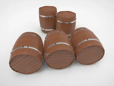 Wooden barrels 3D model