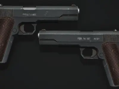 Colt 1911 Pistol - Low Poly Game Ready Low-poly 3D model
