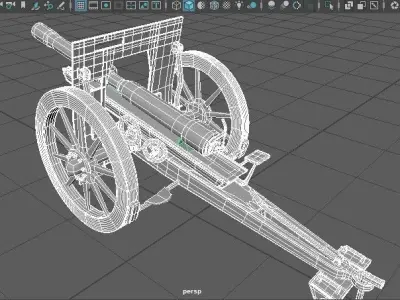 Canon Schneider Guerra Mundial Low-poly 3D model