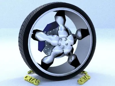 ORTAS CAR RIM 63 GAME READY RIM TIRE AND DISC 3D model