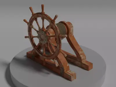 Ship Steering Wheel Low-poly 3D model