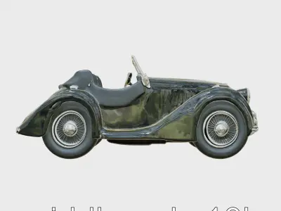 Classic Black Morgan Car with Shiny Finish Low-poly 3D model