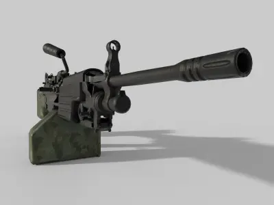 M249 Machine gun low poly  Low-poly 3D model