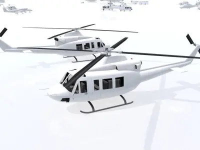 Bell B412 Static Helicopter Low Poly blank Low-poly 3D model