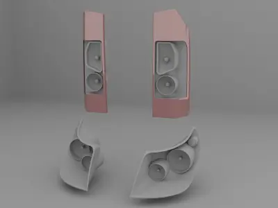 Fiat Van Headlights Rearlights Low-poly 3D model