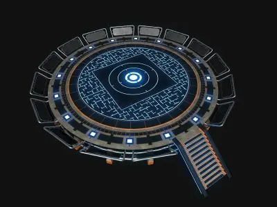 Lowpoly Scifi Helipad Low-poly 3D model