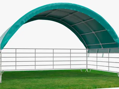Arched Farm Shelter Installed On Grass Fur 3D model