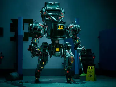 Sci-Fi Toilet Mech Free low-poly 3D model