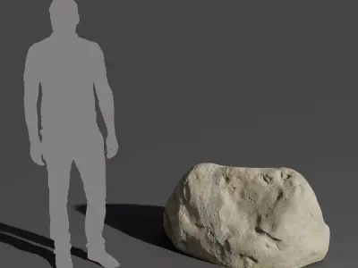  Warm Toned Smooth Large Rock Boulder Model 