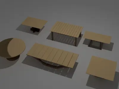Table set of tables and chairs Free low-poly 3D model