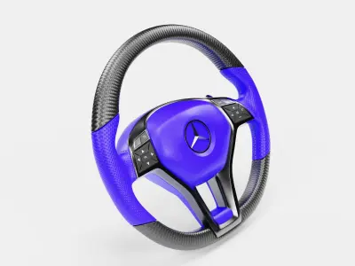 3d Steering Wheel With Blue Cover 3D model