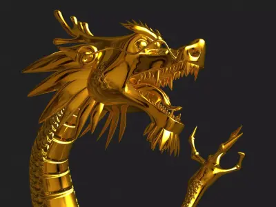 Chinese Gold Dragon Low-poly 3D model