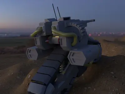 Mototank futuristic motorcycle in desert 3D model