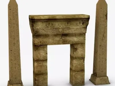 Egyptian obelisk and gate 3D model