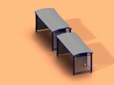 Post Apocalyptic Bus Stop Low-poly 3D model