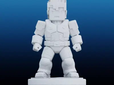 Block-Man Space Marine Stylized Armored Mini Figure PM-176 3D print model