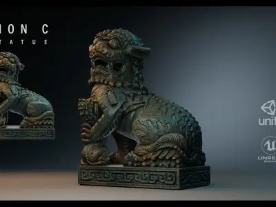 Lion C chinese statue of 3D model