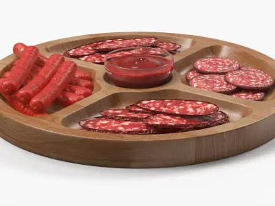 Snack Serving Tray Meat 3D model