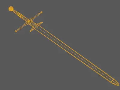 lowpoly rusted great sword - zweihander -PBR Low-poly 3D model