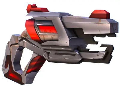 LowPoly Sci-Fi Cartoon Pistol Gun Low-poly 3D model