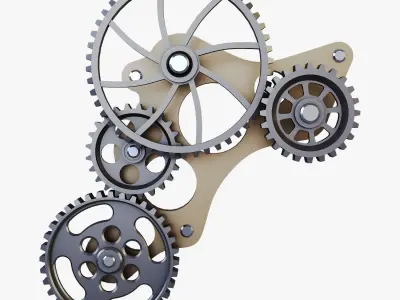 Gear Mechanism Low Poly v 4 Low-poly 3D model