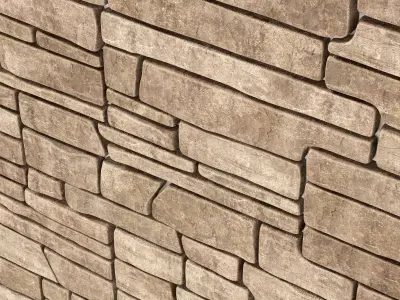 Wall stone clincer panel many part n1 3D model