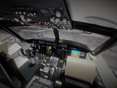 Boeing 737 Max Airplane Cockpit Low-poly 3D model