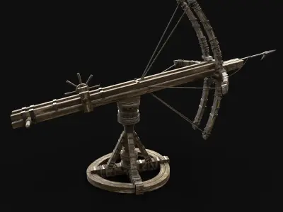 BALLISTA HARPOON LAUNCHER WAR MACHINE MEDIEVAL SIEGE ENGINE Low-poly 3D model