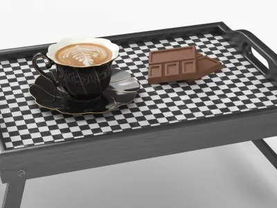 Folding Bed Tray Table with Coffee and Chocolate 3D model