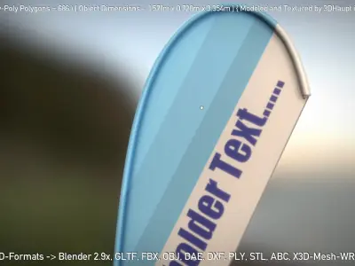 Beachflag 1 Low-Poly Low-poly 3D model