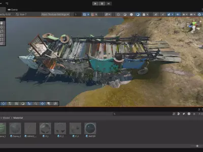 River Fishing Bridge Low-poly 3D model