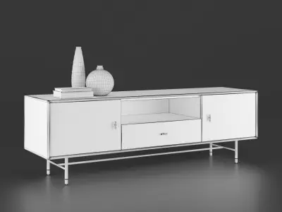 Modernist Wood and Lacquer Media Console Free 3D model