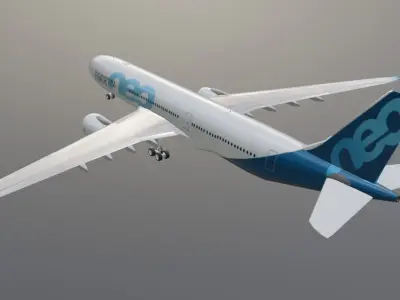 Airbus a330-900neo airbus house livery with cockpit Low-poly 3D model