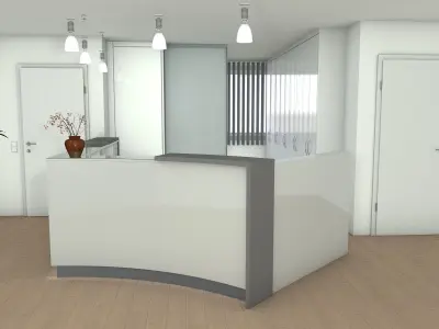 counter curved reception desk Free 3D model