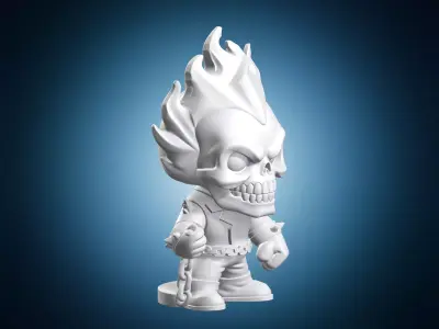 Flaming Skull Biker Character 3D print model