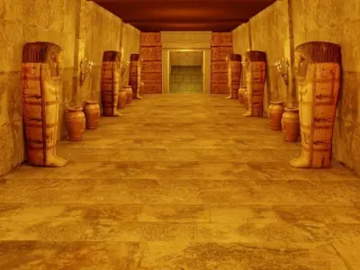 U Shaped Egyptian Mummification Corridor and Punishment Set 3D model