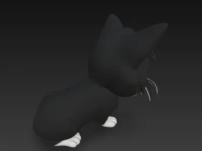 Cat Kitten Realistic 3D Model Basic - Low Poly Realistic  Low-poly 3D model