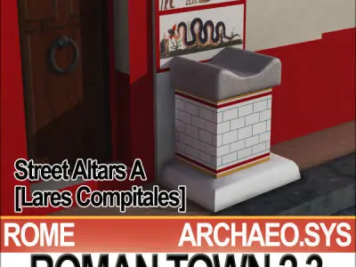 Roman Town Street Altars A 2 3 Low Poly Lares Compitales 3D model