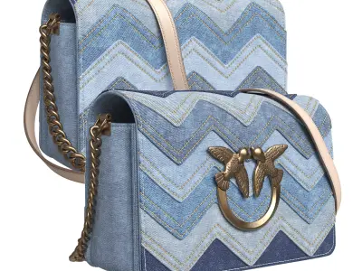 PINKO mini Love Click denim shoulder bag 3D model