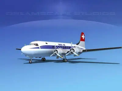 Douglas DC-4 Swissair 3D model