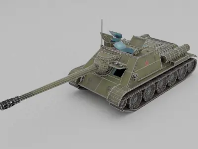 SU-122P Tank Destroyer Low-poly 3D model