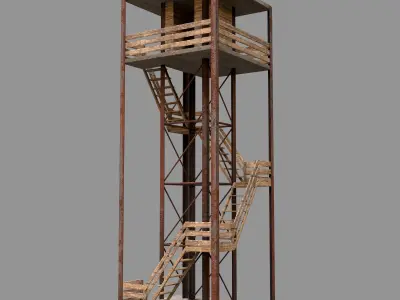 A low-poly 3D model of a military tower Low-poly 3D model