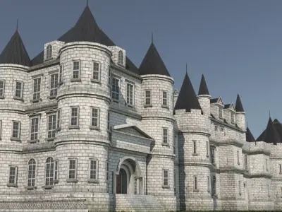 Low Poly Chateau-Castle - Inspired by Chateau de Chenonceau- PBR Low-poly 3D model