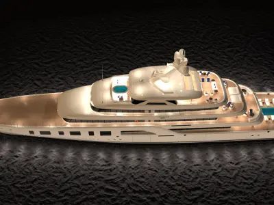 Aqua Yacht Night Scene 3D model