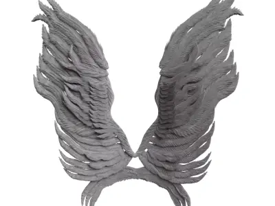 Realistic Angel Wings Procedural rigged and animated Free 3D model