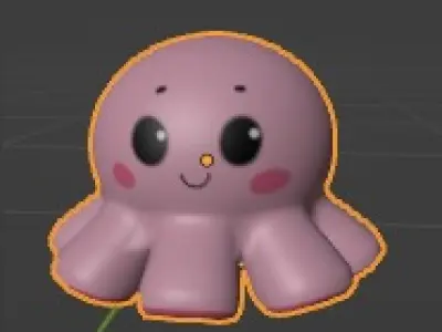 Octopus plush Low-poly 3D model