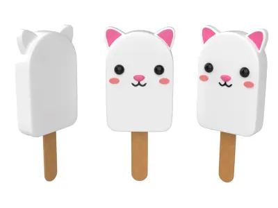 Cartoon Animal Ice Cream Cute Pack 01 Low-poly 3D model