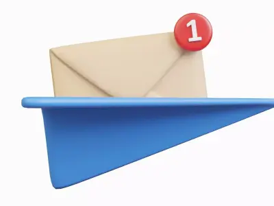 Paper Plane with Notification Mail 3D model