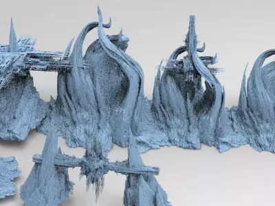 Spaceship City Sci-Fi Mountain Kit bash 3D model